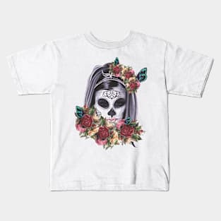 Skull & Roses dia de los Muertos Kids T-Shirt